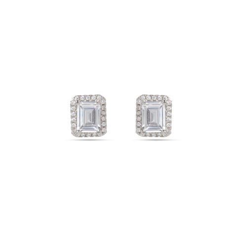 Studs medianos en chapa de Rodio con Zirconias y poste de Plata .925 - comprar en línea